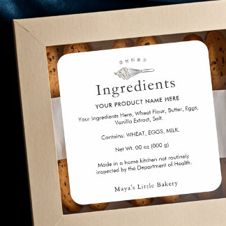 Bakkerij Ingrediënten Product Modern Whisk Vierkante Sticker