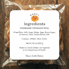 Bakkerij Ingrediënten Product Rustieke Kaneelrol Vierkante Sticker