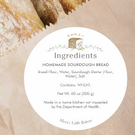 Bakkerij Ingrediëntenlijst Logo Botanisch Brood Ronde Sticker