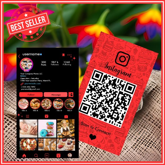 Bakkerij Instagram Chef Red Pastry Caterer QR Visitekaartje