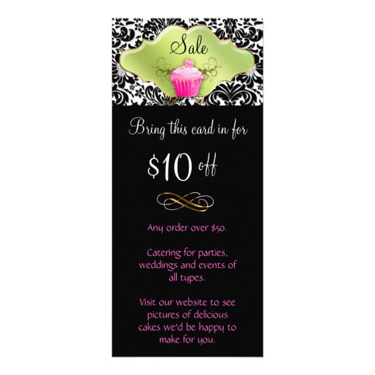 Bakkerij Kaart Cupcake Roze Lime Green Elegant (Voorkant)