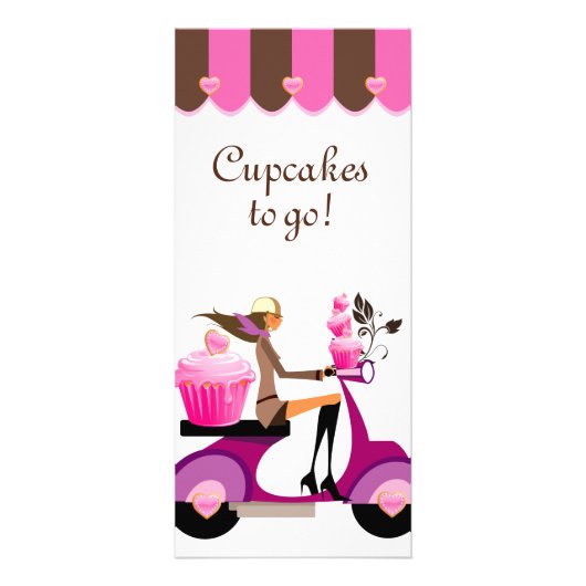 Bakkerij Kaart Cupcake Scooter Pink Canopy (Voorkant)