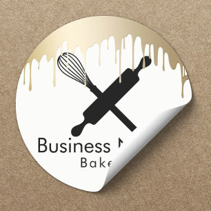 Bakkerij Kupcake Kaas Moderne Gold Drives Ronde Sticker