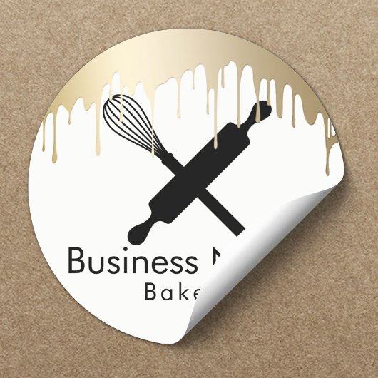 Bakkerij Kupcake Kaas Moderne Gold Drives Ronde Sticker