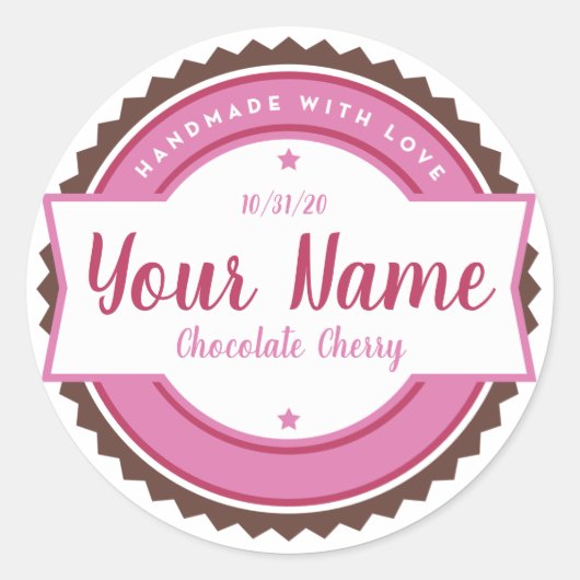 Bakkerij Label Keuken Sticker Chocolade Kers (Voorkant)