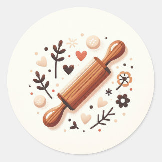 Bakkerij Labelsticker met Deegroller | Bakken Ronde Sticker