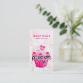 Bakkerij Leaf Roos Zebra Roze Cupcake Heart Elegan Visitekaartje (Staand voorkant)