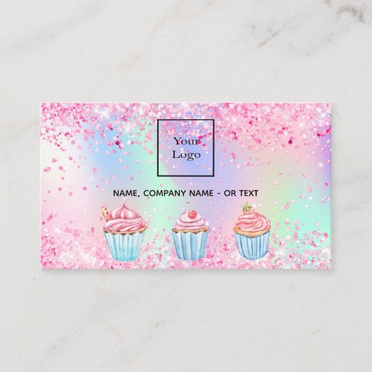 Bakkerij lichtroze paarse foto QR code logo Visitekaartje (Voorkant)