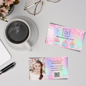 Bakkerij lichtroze paarse foto QR code logo Visitekaartje