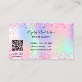 Bakkerij lichtroze paarse glitterstof QR-code logo Visitekaartje (Achterkant)