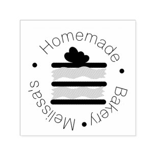 Bakkerij Logo Baking Cake Slice Hart Sprinkles Zelfinktende Stempel