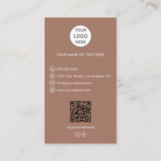 Bakkerij Logo Foto QR Code Bruin Visitekaartje (Achterkant)