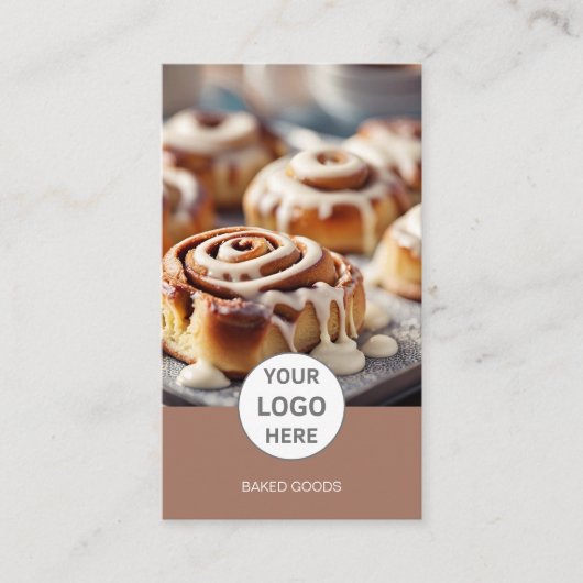 Bakkerij Logo Foto QR Code Bruin Visitekaartje (Voorkant)