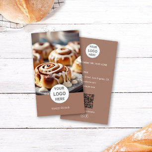 Bakkerij Logo Foto QR Code Bruine Zakelijke Visite Visitekaartje
