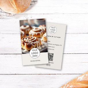 Bakkerij Logo Foto QR Code Bruine Zakelijke Visite Visitekaartje
