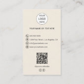 Bakkerij Logo Foto QR Code Cream Visitekaartje (Achterkant)