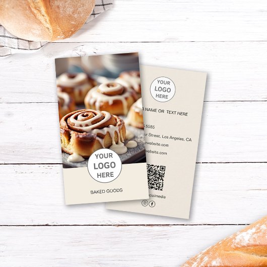 Bakkerij Logo Foto QR Code Cream Visitekaartje