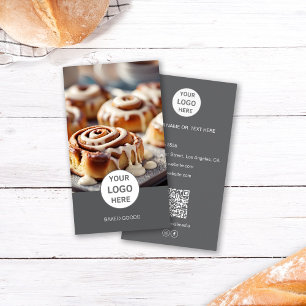 Bakkerij Logo Foto QR Code Donkergrijs Visitekaart Visitekaartje