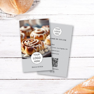 Bakkerij Logo Foto QR Code Grijs Visitekaartje