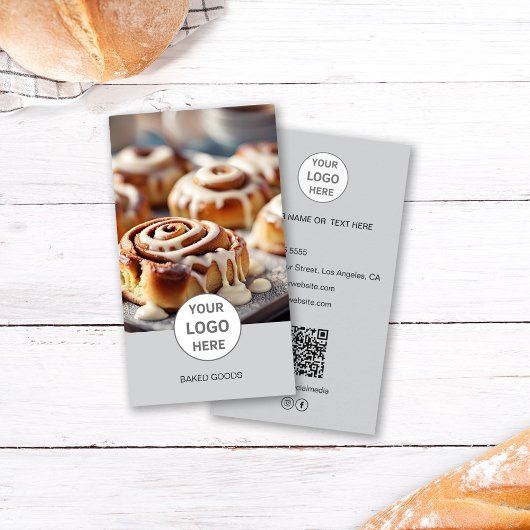 Bakkerij Logo Foto QR Code Grijs Visitekaartje
