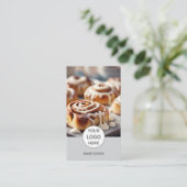 Bakkerij Logo Foto QR Code Grijs Visitekaartje (Staand voorkant)