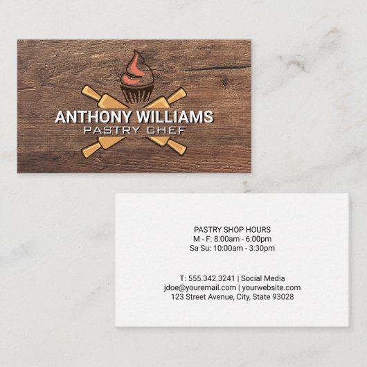 Bakkerij-Logo | Hout Visitekaartje (Voorkant / Achterkant)