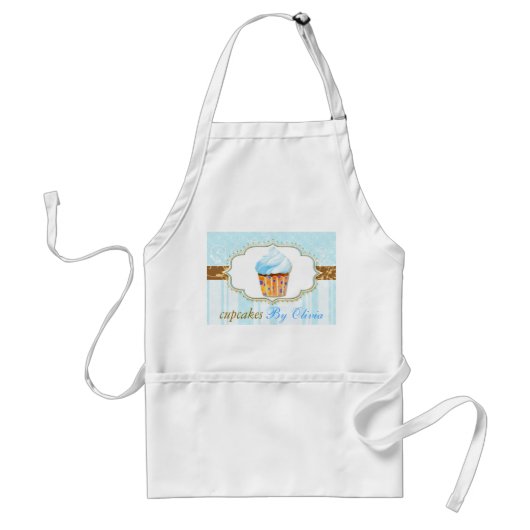 Bakkerij Logo in Soft Blue Standaard Schort (Voorkant)