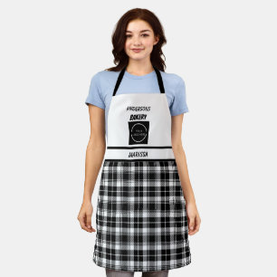  Bakkerij logo Naam Zwart & Wit Plaid Schort