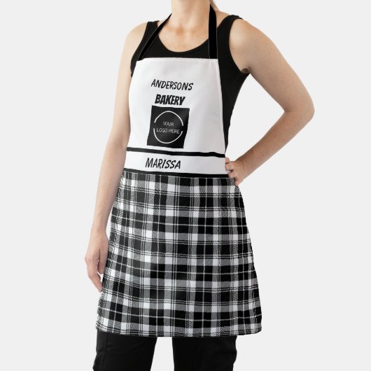  Bakkerij logo Naam Zwart & Wit Plaid Schort (Insitu)