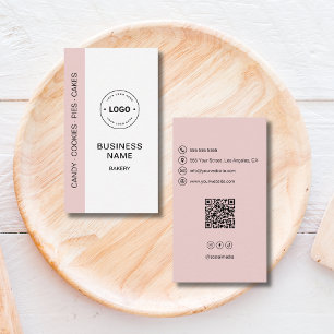 Bakkerij Logo QR Code Social Media Roze Visitekaartje
