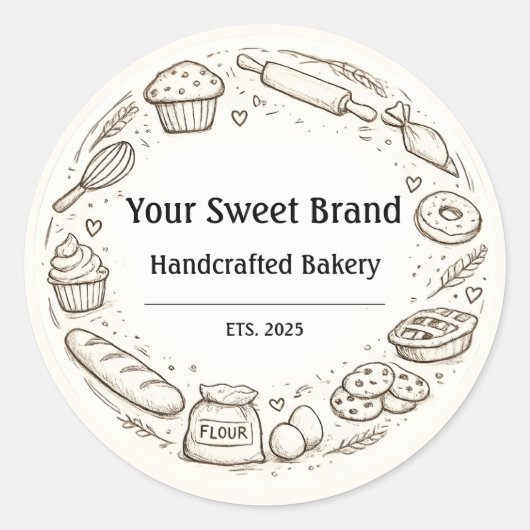 Bakkerij Logo Sticker - Aangepast Ontwerp Bakicone (Voorkant)