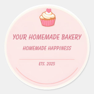 Bakkerij Logo Sticker - Aangepast Roze Cupcake Ont