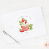 Bakkerij Logo Stickers,  Aardbeien Cupcake Label (Envelop)