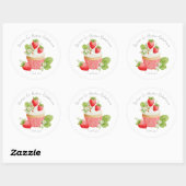Bakkerij Logo Stickers,  Aardbeien Cupcake Label (Vel)