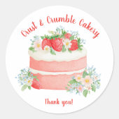Bakkerij Logo Stickers,  Aardbeien Cupcake Label (Voorkant)
