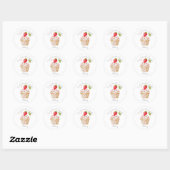 Bakkerij Logo Stickers,  Aardbeien Cupcake Label (Vel)