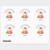 Bakkerij Logo Stickers,  Aardbeien Cupcake Label (Vel)