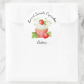 Bakkerij Logo Stickers,  Aardbeien Cupcake Label (Tas)