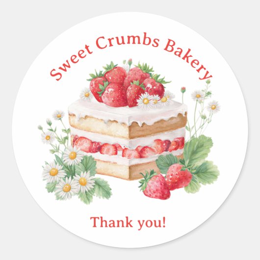 Bakkerij Logo Stickers,  Aardbeientaart Label (Voorkant)