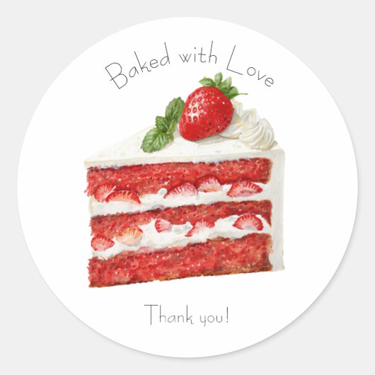 Bakkerij Logo Stickers,  Aardbeientaart Label (Voorkant)