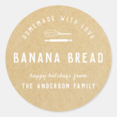 Bakkerij Logo Vakantie Bakken Cadeau Kraft Ronde Sticker (Voorkant)