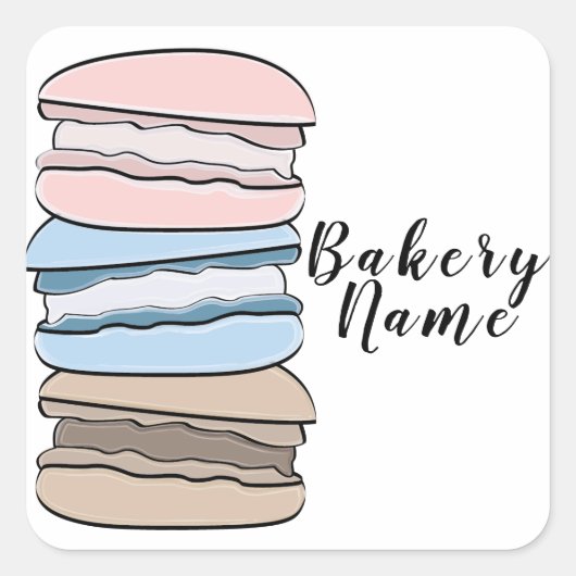 Bakkerij-Logo Vierkante Sticker (Voorkant)