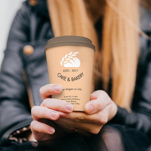 Bakkerij Logo Zakelijk Zwart Tekst Roze Modern Papieren Bekers