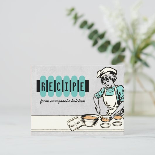  bakkerij meisje chef-kok taart taart recept kaart (Staand voorkant)