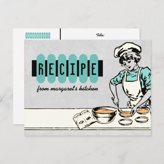  bakkerij meisje chef-kok taart taart recept kaart (Voorkant / Achterkant)