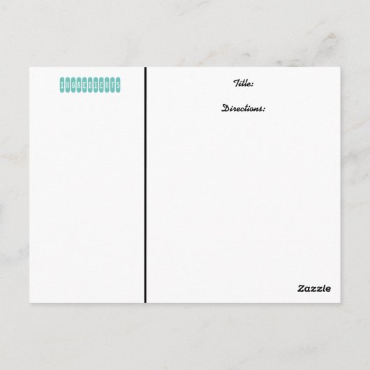  bakkerij meisje chef-kok taart taart recept kaart (Achterkant)