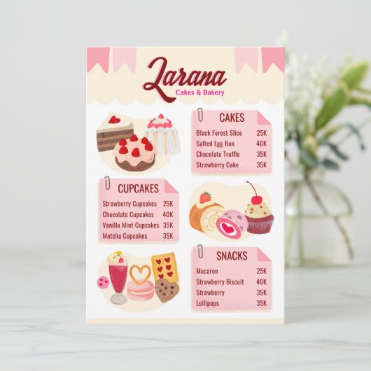 Bakkerij Menu Kaart (Staand voorkant)