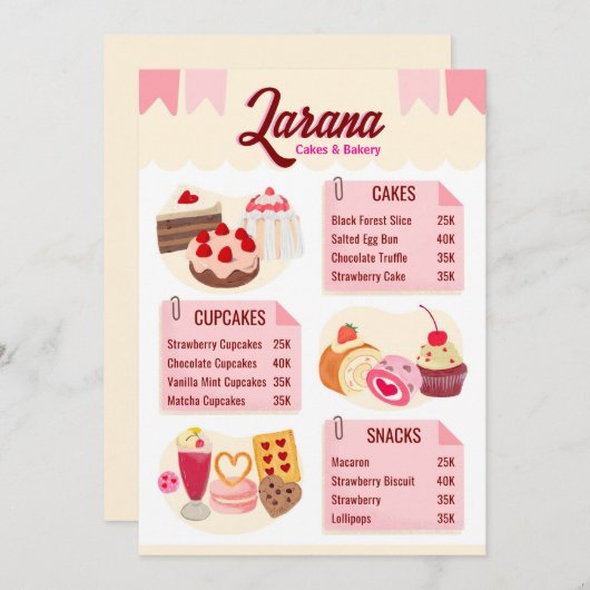 Bakkerij Menu Kaart (Voorkant / Achterkant)