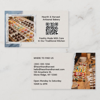 Bakkerij met afbeelding en QR-code voor snoepjes Visitekaartje