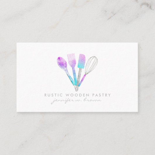 Bakkerij met lepel als tussenblad voor gebak visitekaartje (Voorkant)
